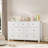 54" Wide 7 Drawer Dresser, Modern Wood Chest with Deep Drawers, White-654967778