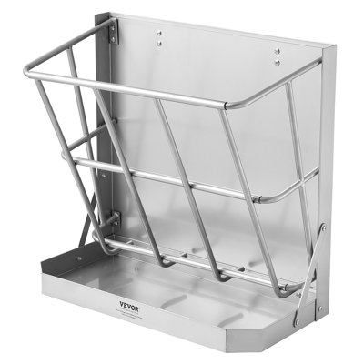 Mangeoire à chèvre en foin, grande capacité 21 gallons, mangeoire à grain 2 en 1, mangeoire à animaux murale avec plateau d'alimentation, support à foin à côtés multiples, support à foin en acier robuste pour chevaux de berger