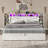 Shila 45.1" Lift Up Storage Bed Frame with Charging Station, LED Bookcase Headboard & 2 Side Shelf, Queen Size, Distressed White-105505027-105505028
