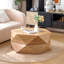 Table basse de 36,61 po de style rétro avec plateau rabattable Polygon, avec plateau rabattable pour un accès pratique, rangement caché, table basse cylindrique en placage de bois massif avec rangement pour le salon, la chambre à coucher et le bureau, naturel-131642666