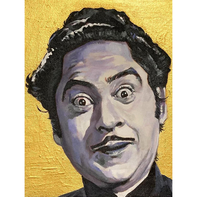 Portrait attrayant de M. Kishore Kumar | Acrylique sur toile | Par Rajkumar Sarkar