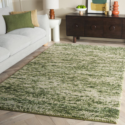 Tapis vert / ivoire en laine / coton / polyester tissé à la main Natura 425