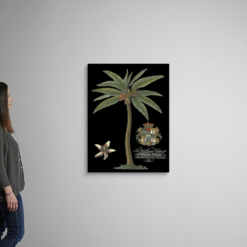 Palmier sur toile noire I, art mural, Toile tendue, H 40 po x l 30 po x P 1,25 po