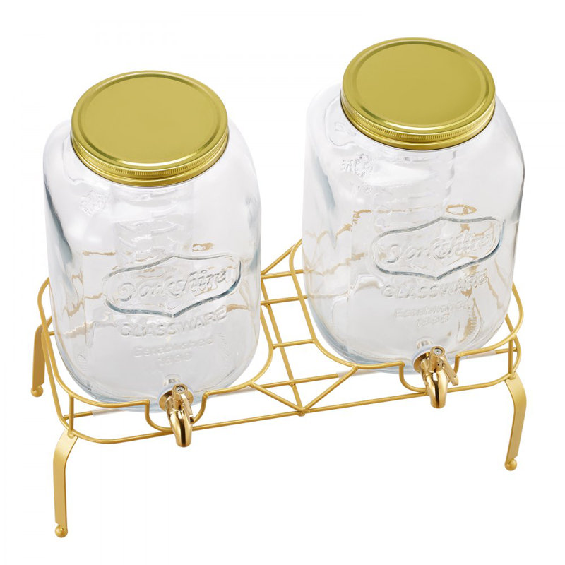 Drink Dispenser 2 Gal Beverage Dispenser for Parties Glass with Stand