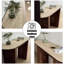 Console ovale en pierre blanche avec bois massif-1133398817