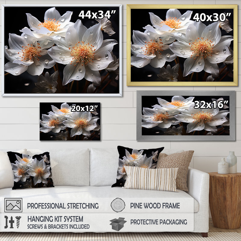 Fleurs de corail sous l'eau III sur toile, H 12 po x l 20 po x P 1 po, Cadre flottant blanc