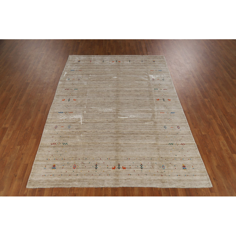 Tapis indien en laine fait à la main de style Gabbeh 6 x 9