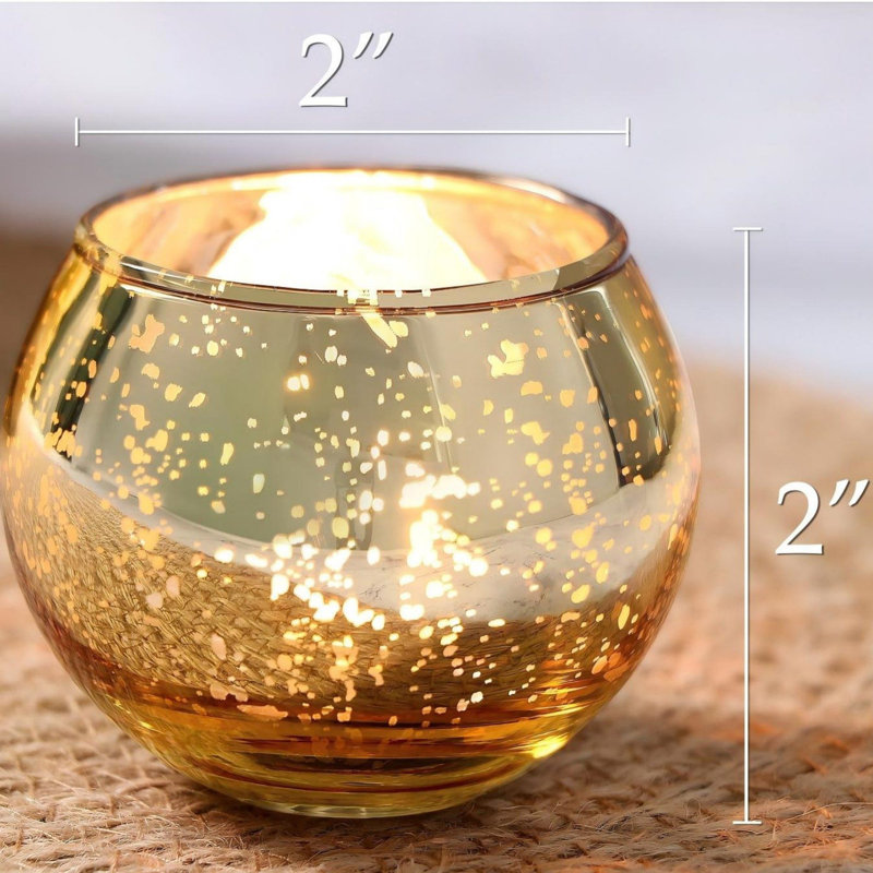 Antiqued Mercury Glass 2'' Votive Candle Holder Set (12-piece)