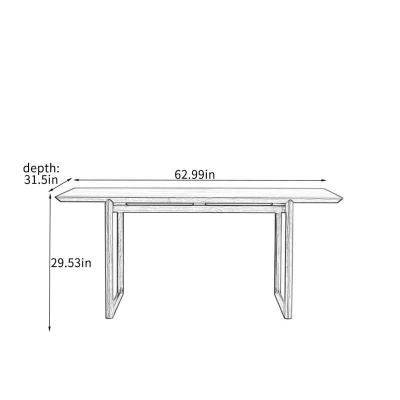Table de salle à manger en bois de noyer massif exquis., H 29,53 po x L 62,99 po x l 31,5 po