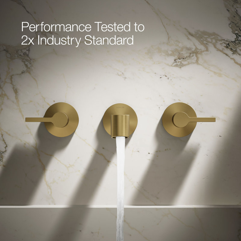 Components Wall-Mount Bathroom Sink Faucet Trim, Vibrant Brushed Moderne Brass