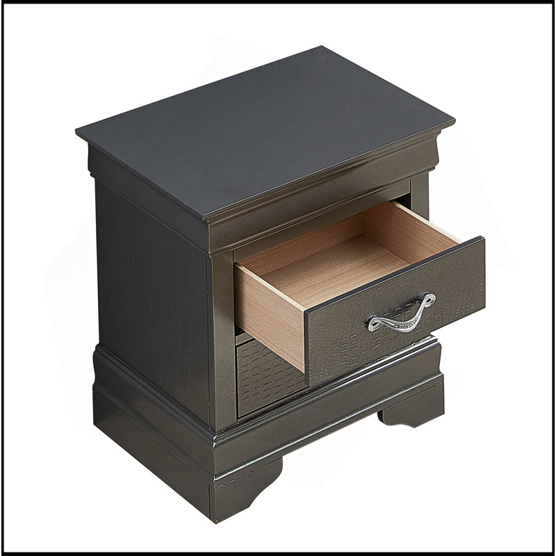 Élégante table de chevet métallique avec tiroirs, Noir