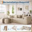 Canapé d'angle modulaire avec coussins et mousse à haute densité, canapé modulaire en L pour le salon sans assemblage requis, beige-1193964507