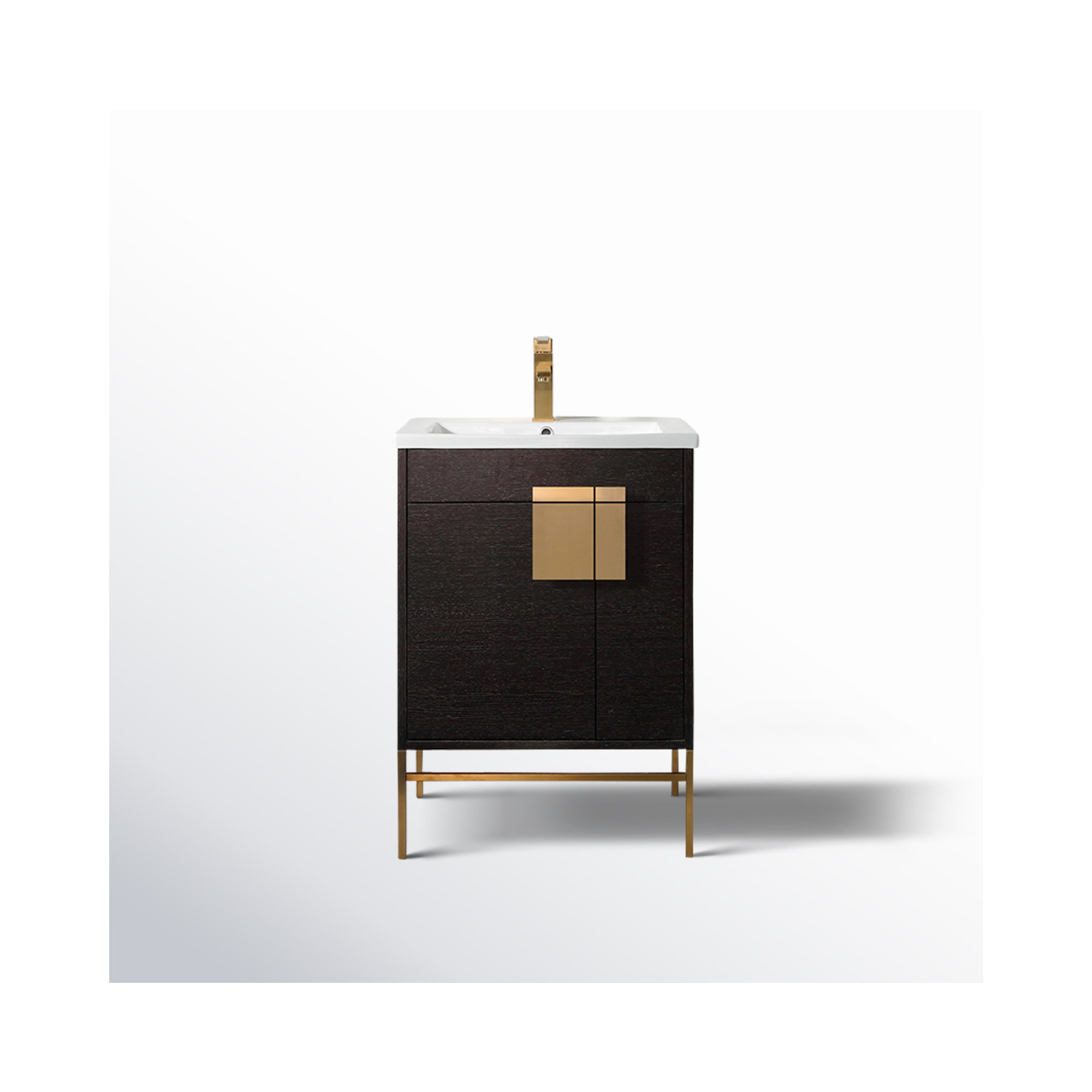 Maisie 24'' Single Bathroom Vanity, Satin Brass, Black