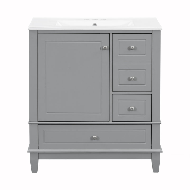 Meuble-lavabo 30 po avec lavabo, Gris, Argent argent