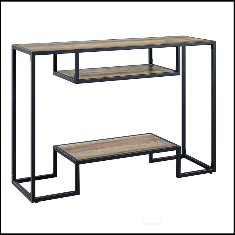 Console en chêne rustique avec 2 tablettes