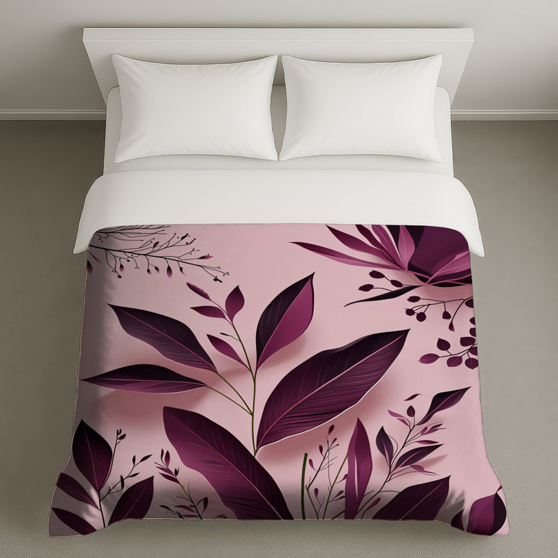 Housse de couette à motif floral Leaves Bedding, Grand lit