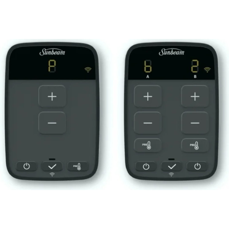 Protège-matelas électrique double Sunbeam avec contrôleur numérique et connectivité Wi-Fi - technologie confortable pour un chauffage intelligent et une chaleur personnalisable