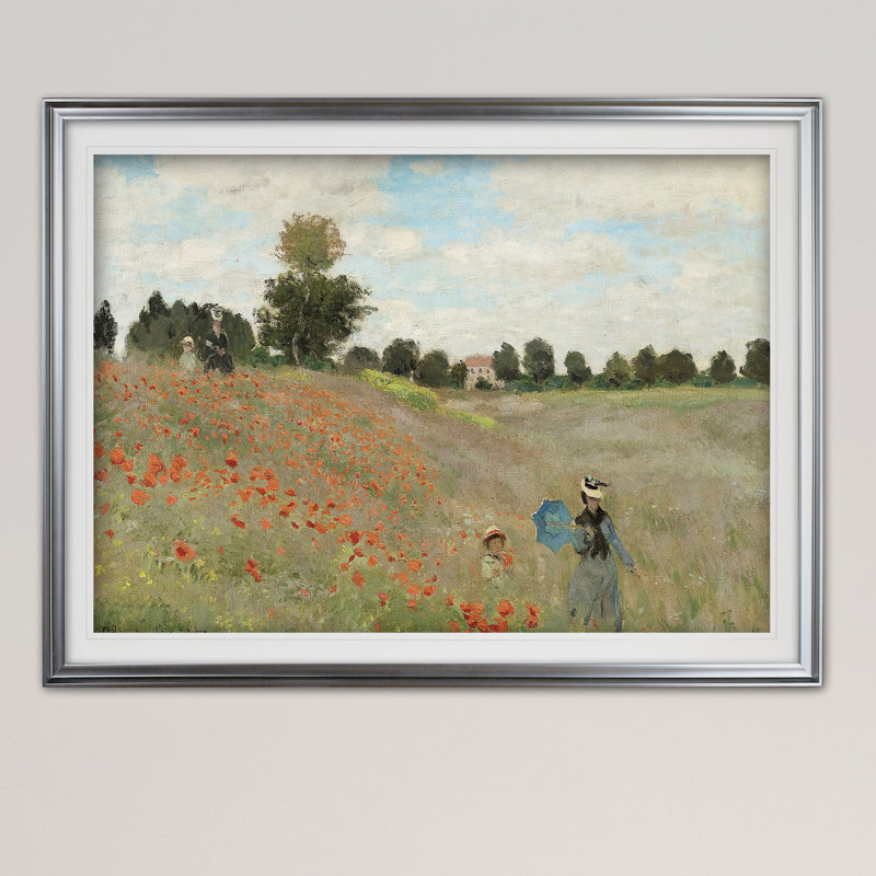 «Poppy Field» par Claude Monet, reproduction, Impression encadrée, H 24 po x l 32 po, Argent argent