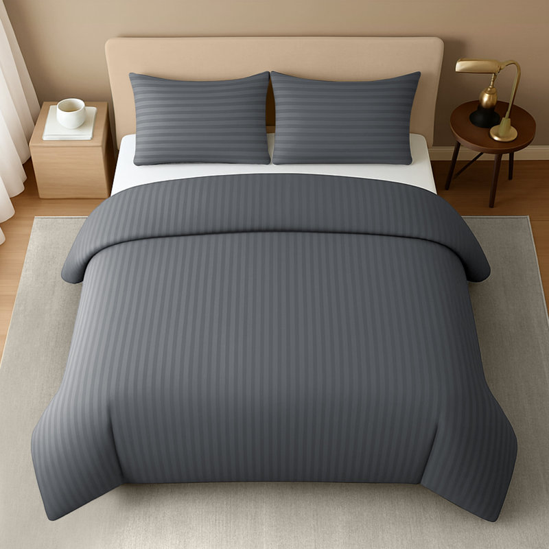 Microfiber Striped Duvet Cover Set, Super King