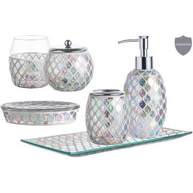 WHOLE HOUSEWARES Bathroom Accessories Set, 4-Piece Glass Mosaic Bath  Accessory Completes With Lotion Dispenser/Soap Pump - Buy WHOLE HOUSEWARES Bathroom  Accessories Set, 4-Piece Glass Mosaic Bath Accessory Completes With Lotion  Dispenser/Soap Pump