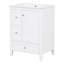 "Meuble-lavabo de 24 pouces avec rangement, tablette réglable, panneau de fibres à densité moyenne et bois d'hévéa, cloisons amovibles, finition blanc brillant"-675244016