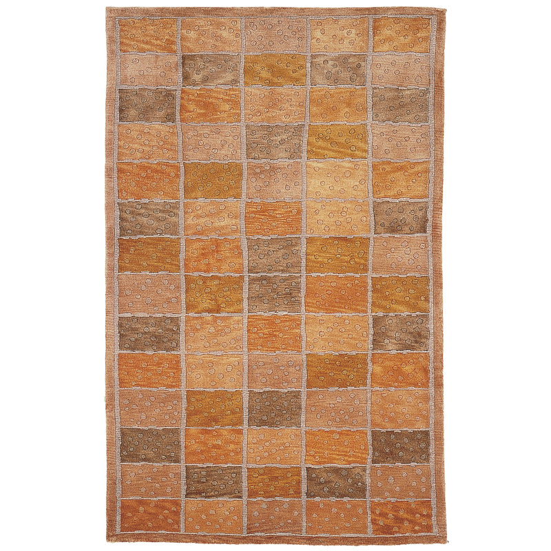 Tapis à motif géométrique en laine noué à la main Abdul-Rahim, Rectangle 9 pi x 12 pi