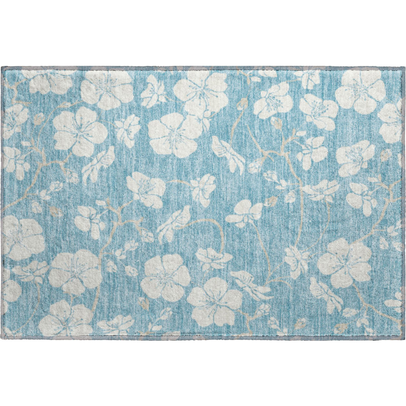 Premium Machine Washable Diskin AMF1032 Floral Rug, Rectangle 1'8" x 2'6"
