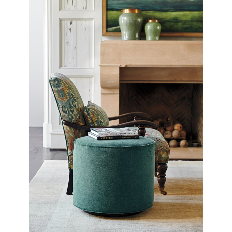 Silverado Waverly Swivel Ottoman, Polyester Blend, Blue