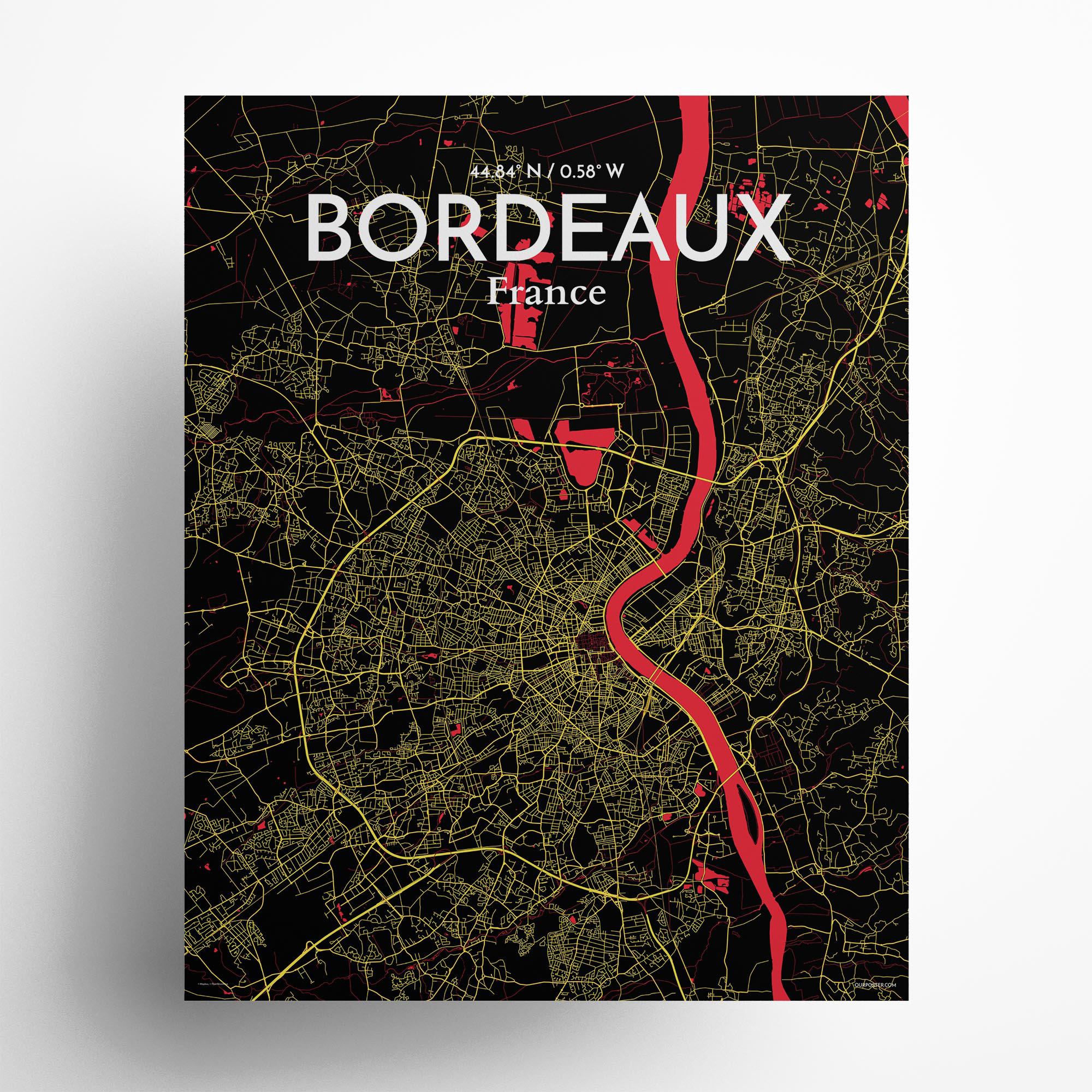 17 Stories Bordeaux France City Map On Paper Print | Wayfair