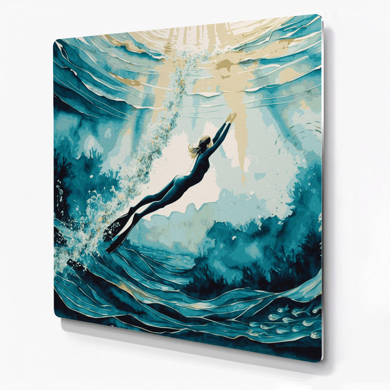 Art mural en métal Sports Freediving, 12" H x 12" W