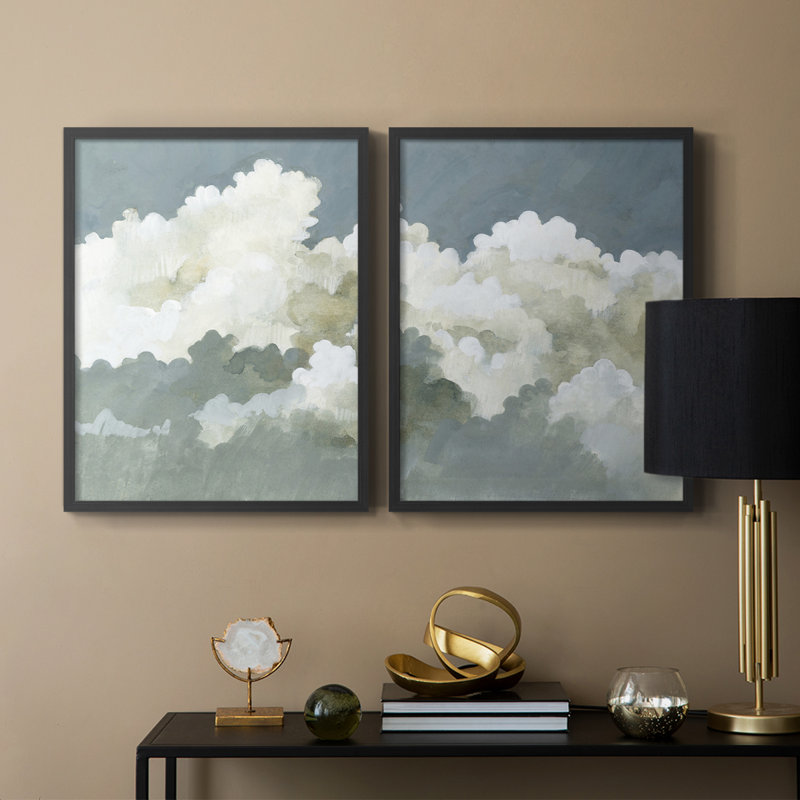 Impression encadrée Big Clouds I-Premium - prête à être accrochée - aucun clou requis - aucun clou requis, H 21 po x l 34 po