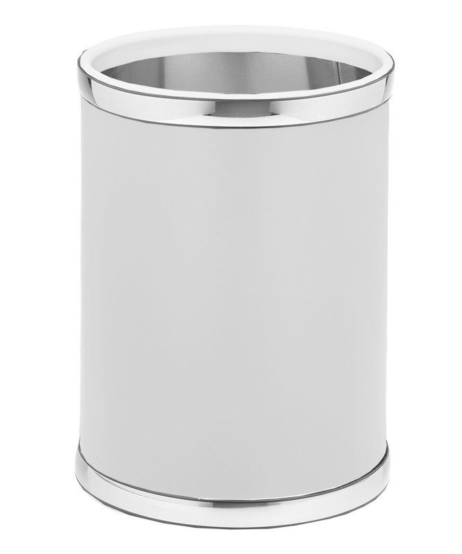 Dyson Steel Open Waste Basket - 2 Gallons, White/Polish Chrome