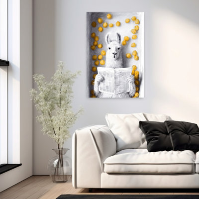Lama In Bathtube 4 1 Piece Wrapped Canvas Wall Art