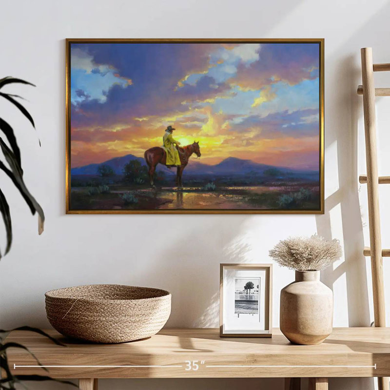 Soleil brûlant, Cadre flottant doré, 25 po x 17 po
