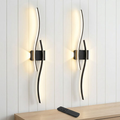 Rechargeable Battery Operated Wall Sconces Wireless LED Wall Lights With Remote Control Dimmable 3 Color/Timer/Memory (Set Of 2)
