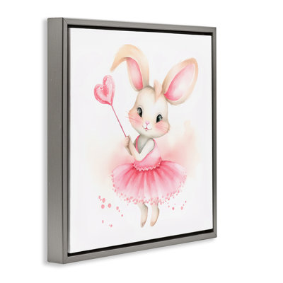 «Ballerina Bunny with Wand», encadré doré sur toile flottante par Andrea Haase