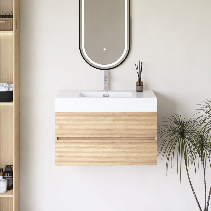 Meuble-lavabo mural 36 po avec lavabo à surface solide intégré, 36"