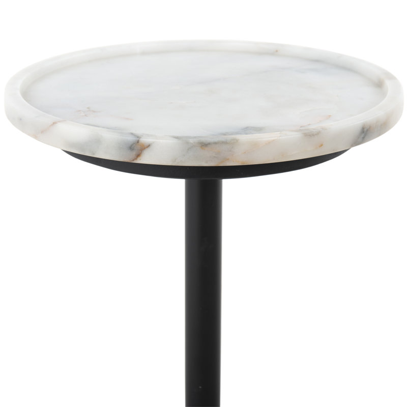 Viola Marble End Table, Polished White