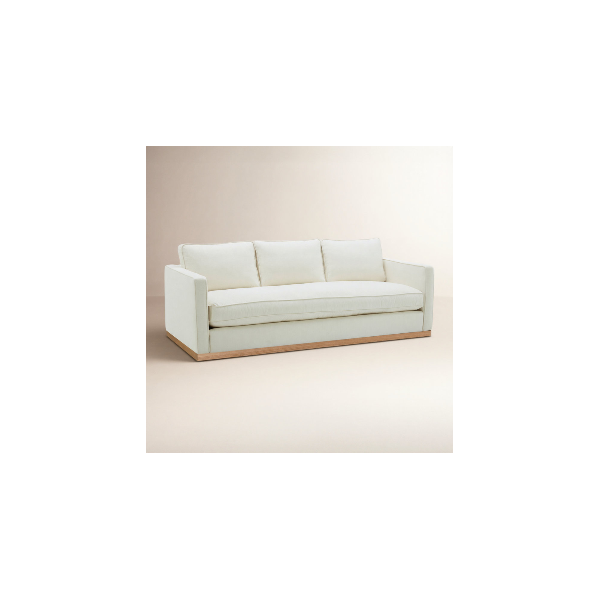 Bobbi 87'' Upholstered Sofa, Flanigan Beige Linen, Oak