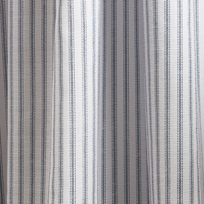 Indigo Ticking Stripe Cotton Blend Valance and Tier Curtain Set
