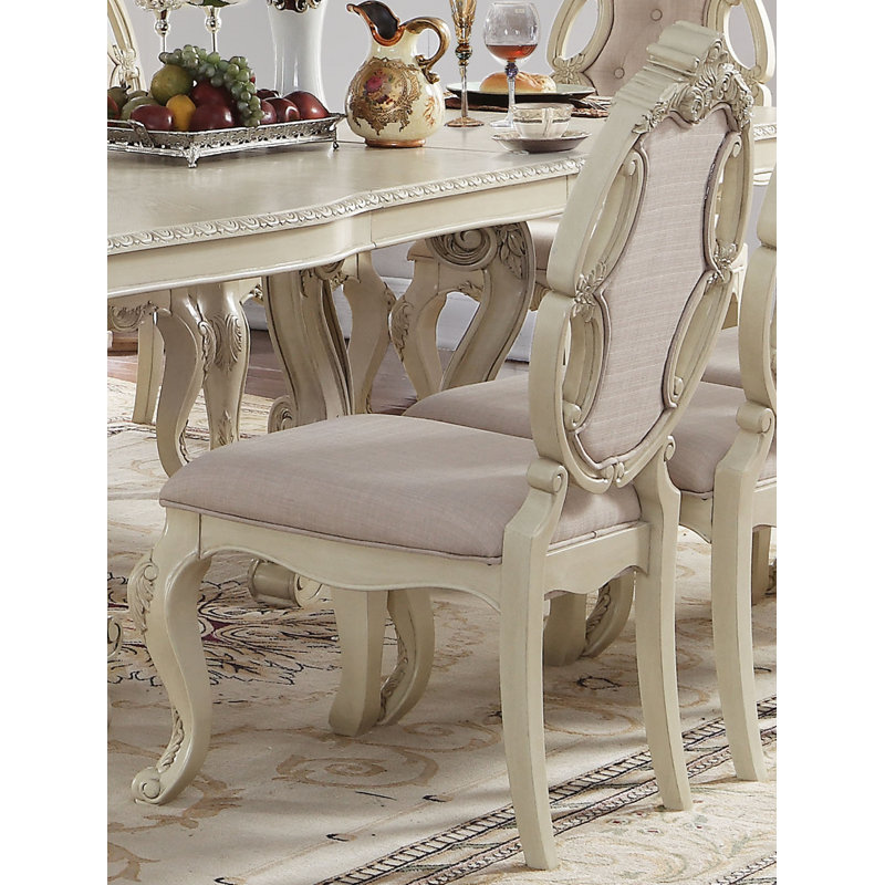 Chaise d'appoint rembourrée Elamin, Beige / blanc antique, Blanc antique