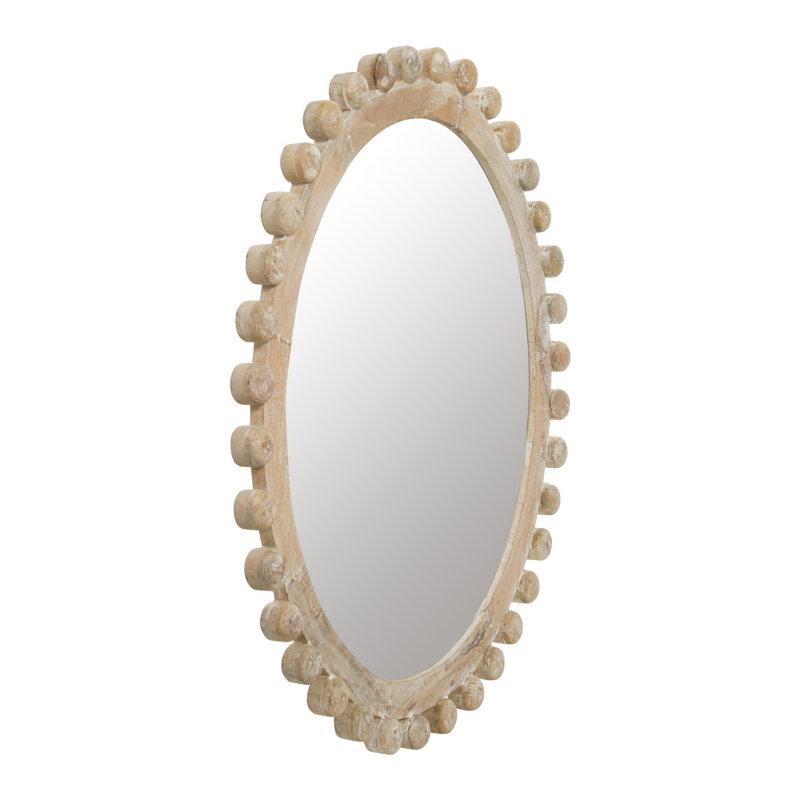 Oval Carved Wood Framed Wall Mirror, Gold