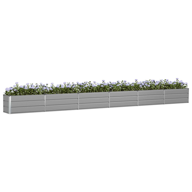  Planter Galvanised Steel, 45cm H x 580cm W x 50cm D, Light Grey