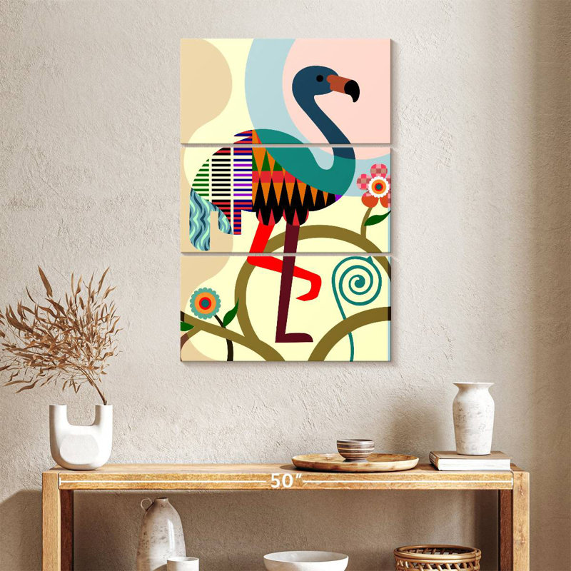 Motif flamant rose Brampt, H 38 po x l 24 po