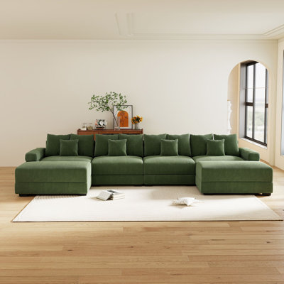 6 - Piece 168" U Shape Oversized Modular Sectional Sofa Cloud Couch With Removable Ottomans