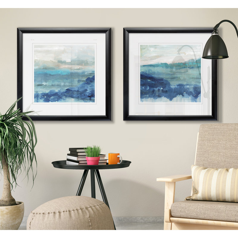 Sea Swell l - ensemble de 2 reproductions d'art encadrées, Cadre noir