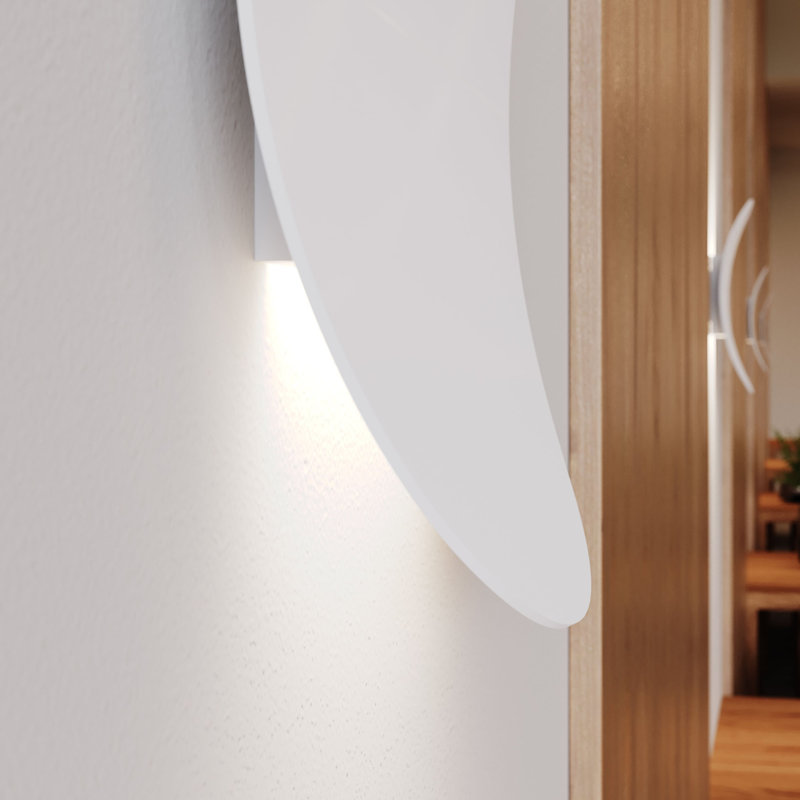 Malibu Discs LED Flush Mounted Sconce, Satin White, 14" H x 14" W x 3" D
