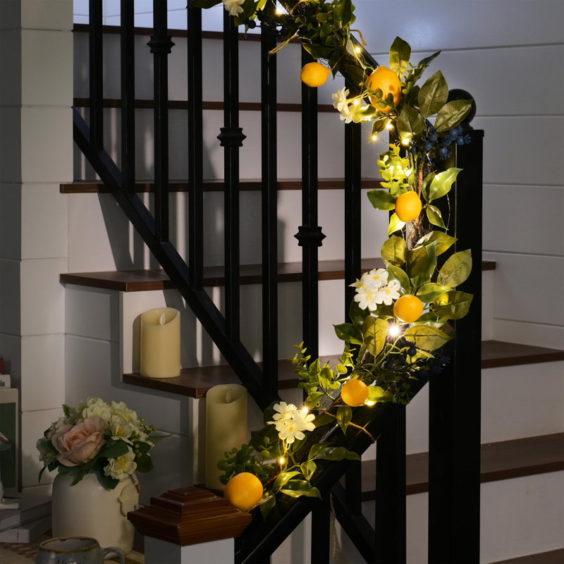 6.1FT Spring Artificial Lemon Garland with Lights - Faux Fruit Vine