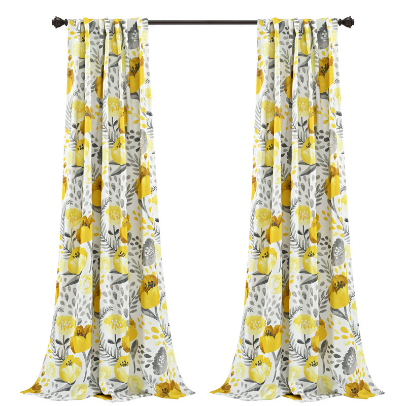 Lush Decor Poppy Garden Floral Room Darkening Curtain Panels Pair Drapes (Set of 2)