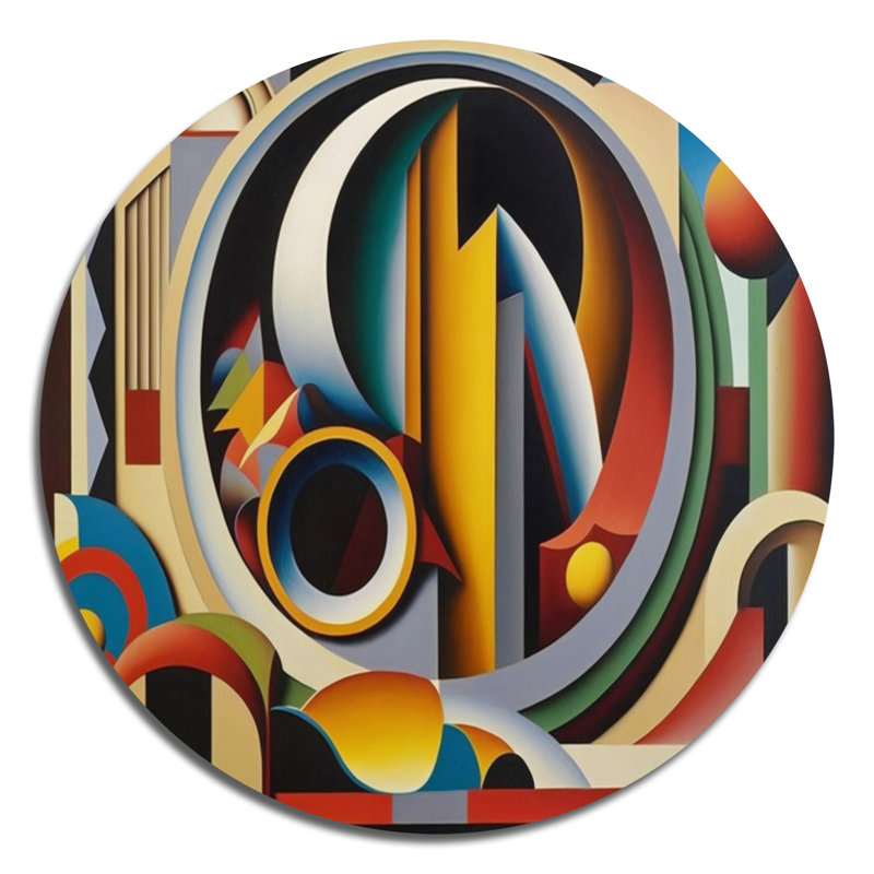 Circular Retro Dynamics II - abstrait géométrique rond, art mural sur métal, L 16 po x H 16 po
